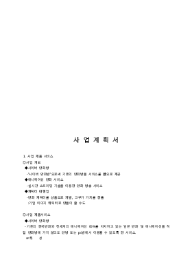 사업계획서 (사이버만화방)(실시간스트리밍기술을이용한만화방송서비스)